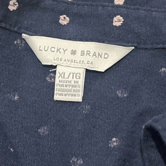 Lucky Brand Navy White Polka Dot Button Down Shirt Womens XL - Picture 4 of 5